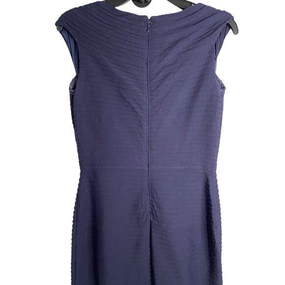 Tadashi Shoji Amata Gown Small Navy blue 6L1143LY-BLACK ribbed trumpet hem - Picture 3 of 13